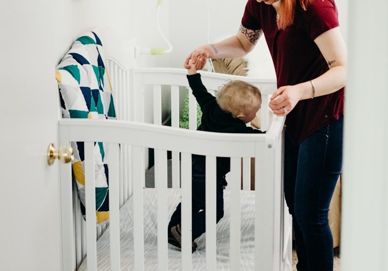baby's inside wooden crib